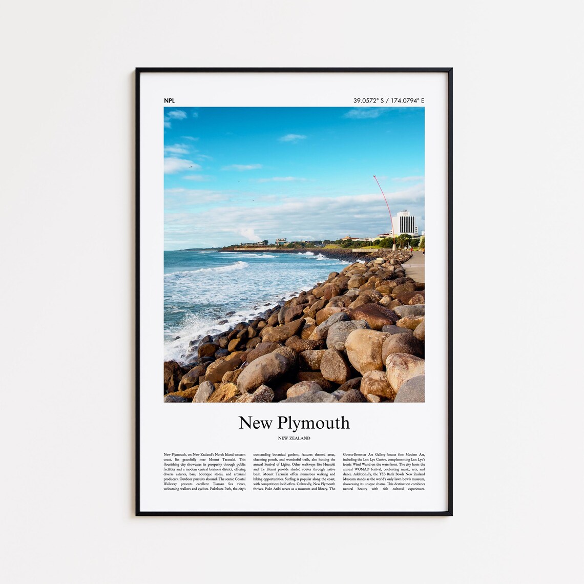 New Plymouth New Zealand Coast Waves City Photo Travel Poster