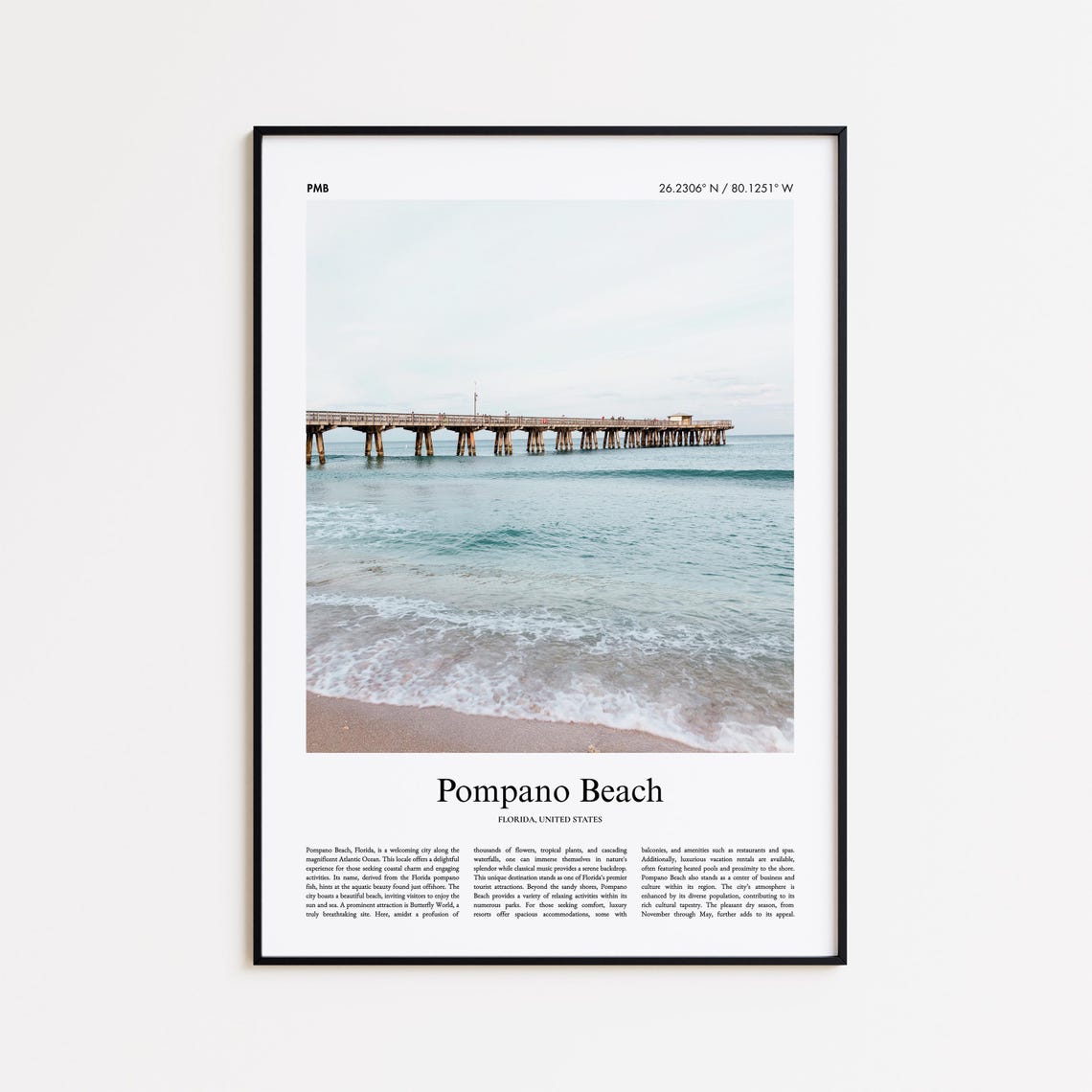 Pompano Beach Florida Wooden Ocean Pier Coastal Waves Poster