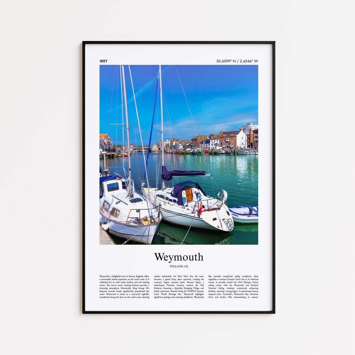 Weymouth England Harbor Sailboats Sunny Coast Travel Photo Poster