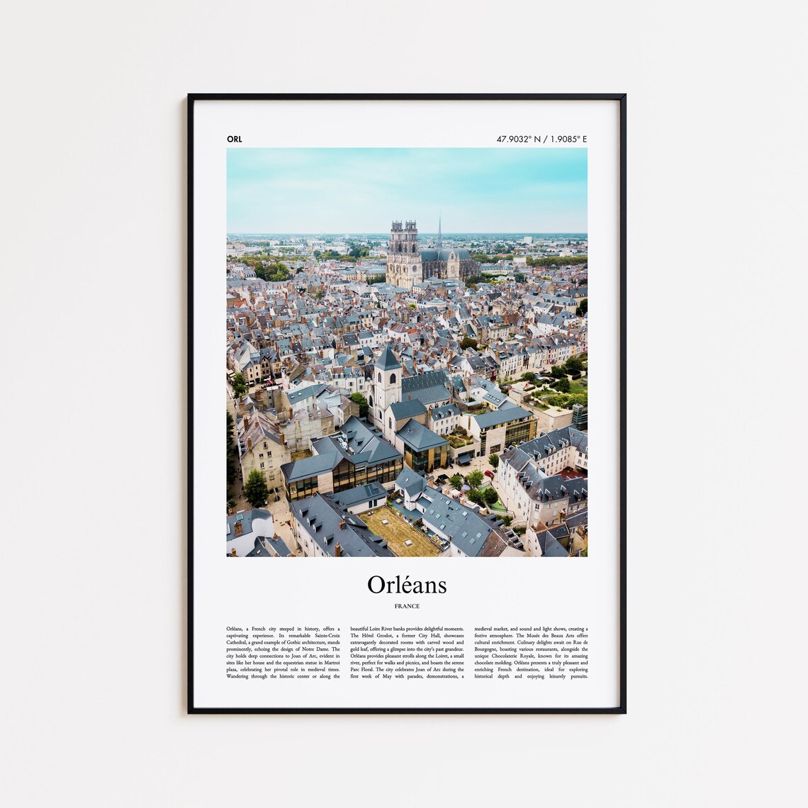 Orleans France Old Town Cathedral Aerial Cityscape Photo Poster