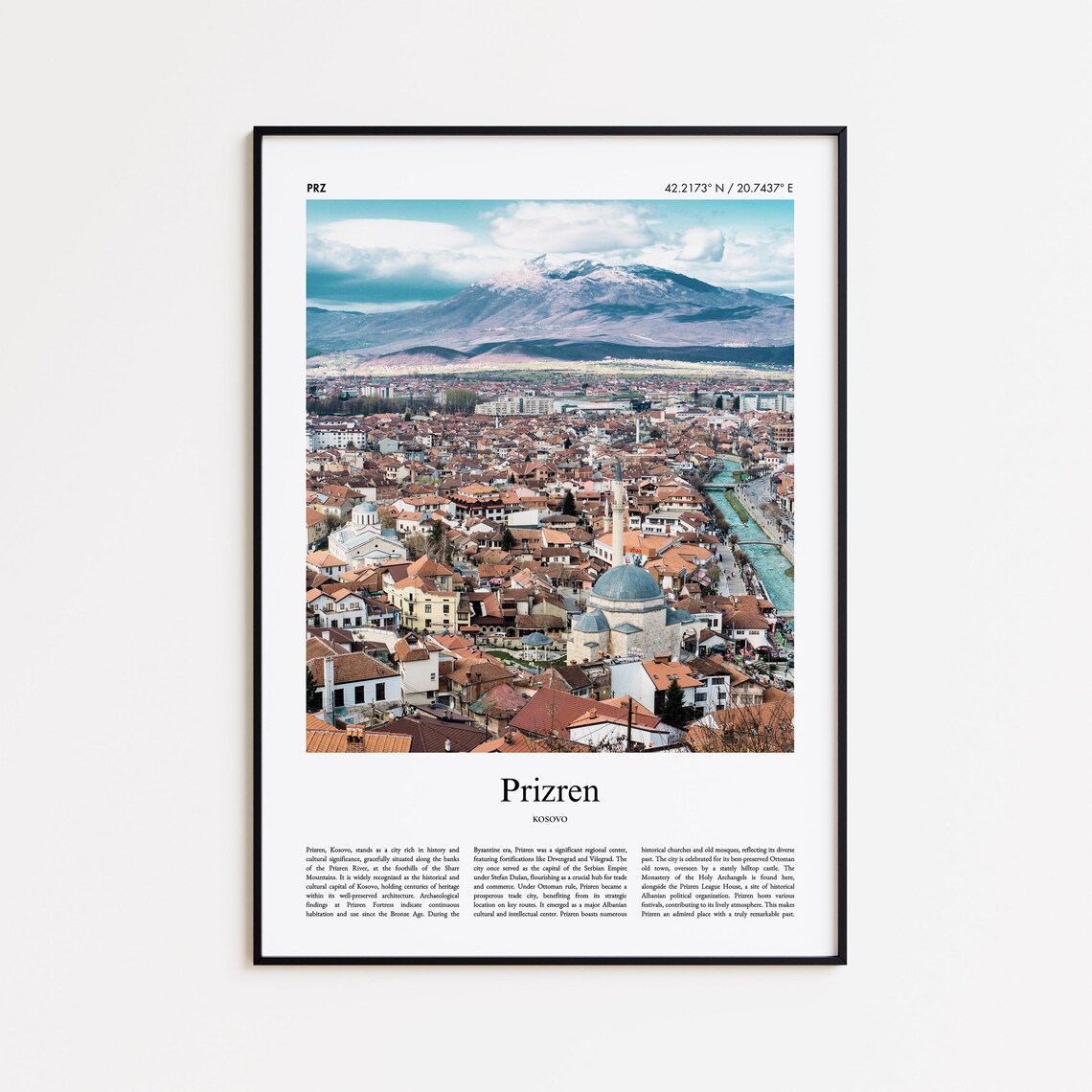 Prizren Kosovo Old Town Mosque Mountains Photo Travel Poster