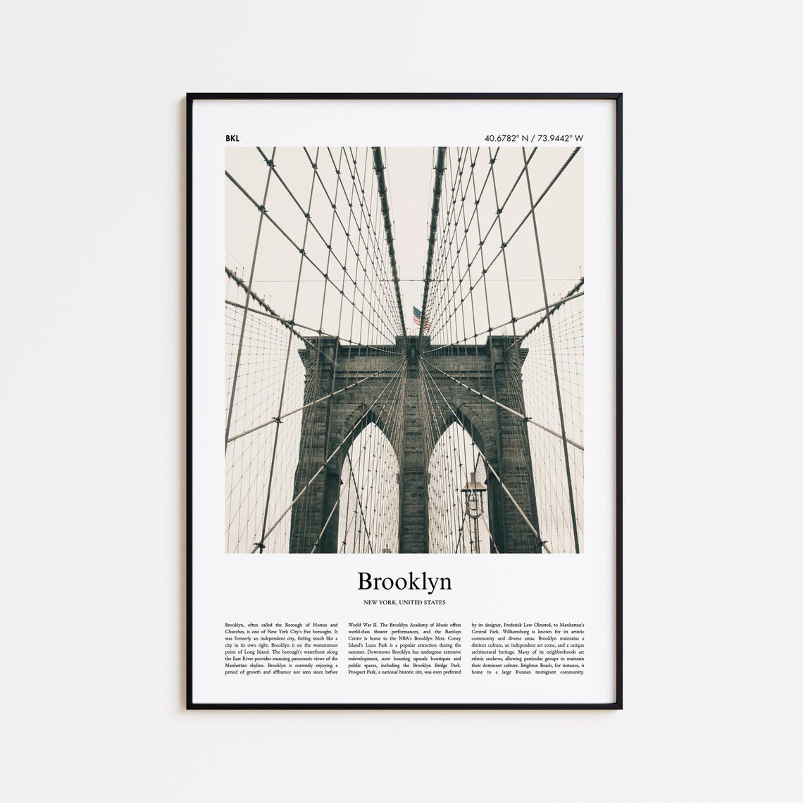 Brooklyn Bridge Stone Tower New York City Landmark Photo Poster