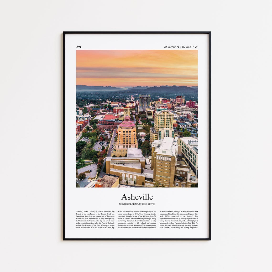 Asheville Color Print Real Photo Poster Travel Gift North Carolina United States Usa Wall Art
