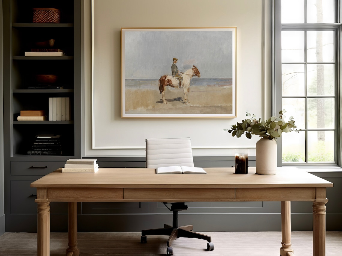 Vintage Horse Coastal Wall Art, Equestrian Art Print - Image 3