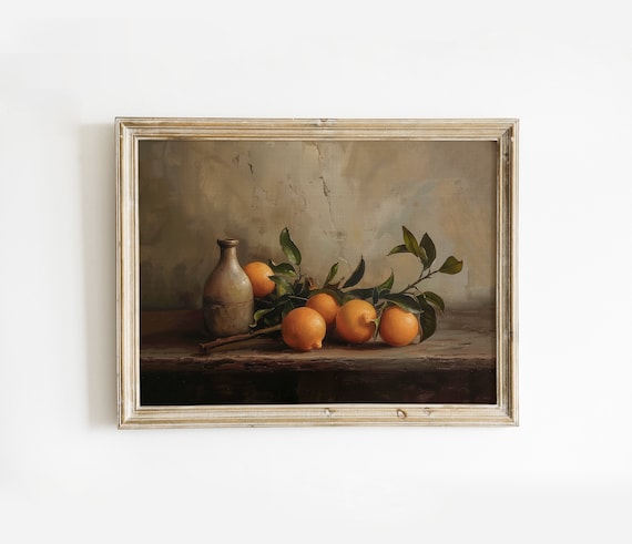 Dark Academia Oranges Still Life Art Print