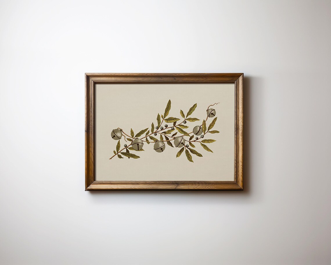 Vintage Christmas Bells And Holly Art Print - Image 2
