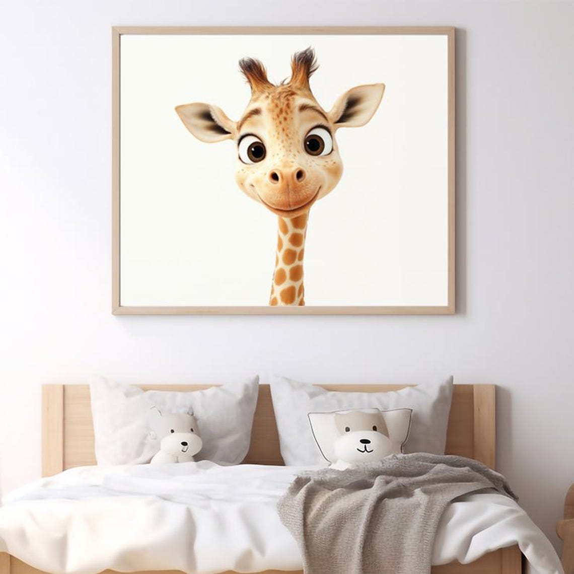 Adorable Baby Giraffe with Big Eyes Cute Safari Nursery Poster - Image 2