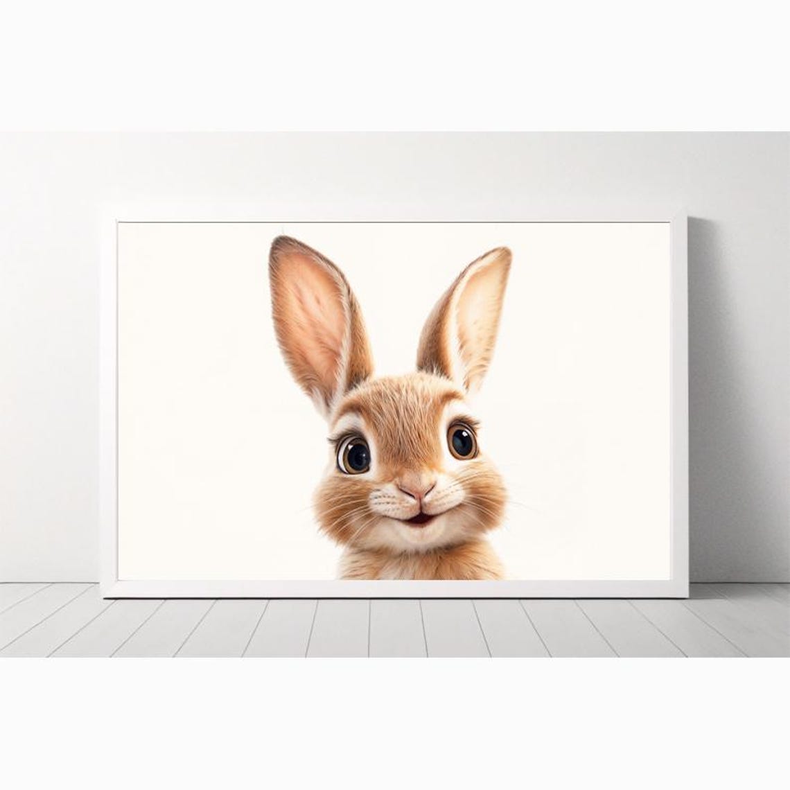 Smiling Baby Bunny Rabbit Cute Kids Nursery Decor Room Wall Art - Image 4