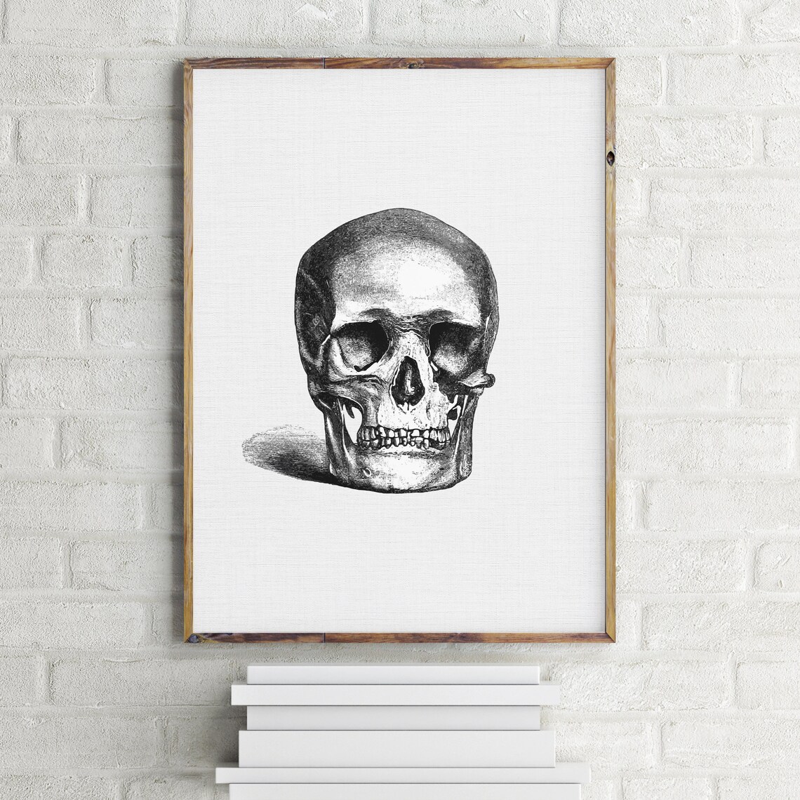 Vintage Skull Sketch Anatomy Art Detailed Black White Halloween Gothic Wall Poster - Image 4
