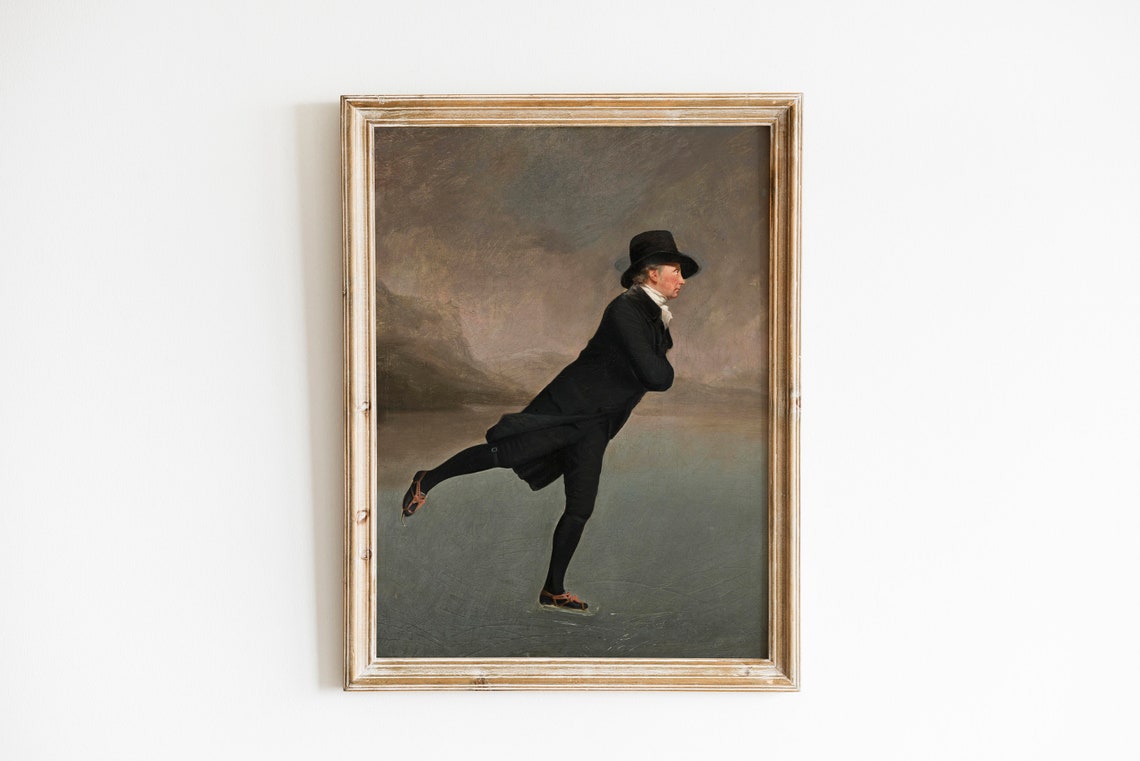 The Skating Minister Painting Ice Skater Print Vintage Christmas Gallery Wall Art Winter Poster Christmas Sign Snow - Image 3