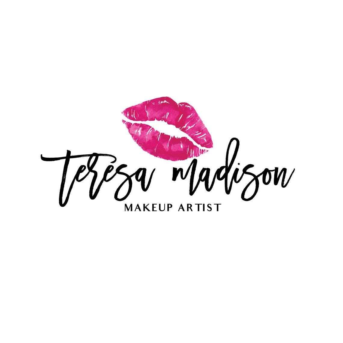 Teresa Madison Pink Lipstick Kiss Makeup Artist Premade Logo Print
