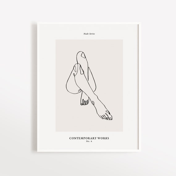 Nude Series Contemporary Works No 4 Woman Nude Art Print Single Line Woman Wall Art One Line Woman Drawing Continuous Line Art