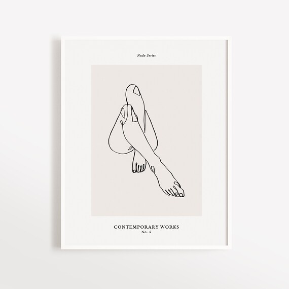 Nude Series Number 4 Single Line Body Art Minimalist Figure Poster