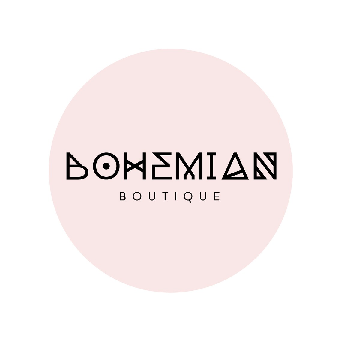 Bohemian Blush Pink Circle Geometric Lettering Boutique Logo Brand Print - Image 2