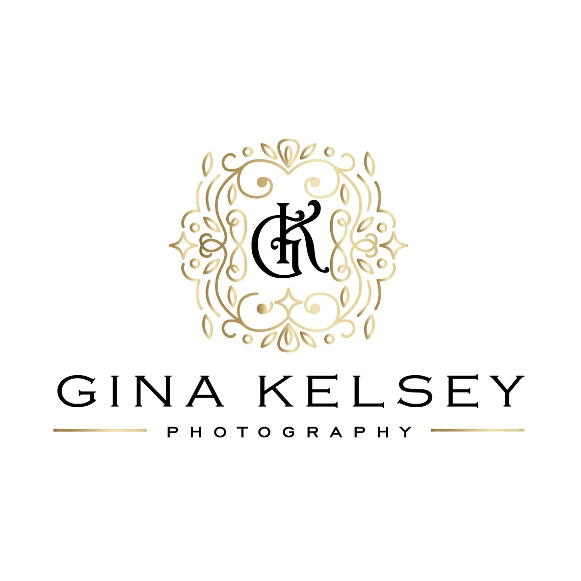 Gina Kelsey Photography Gold Filigree GK Monogram Logo Poster