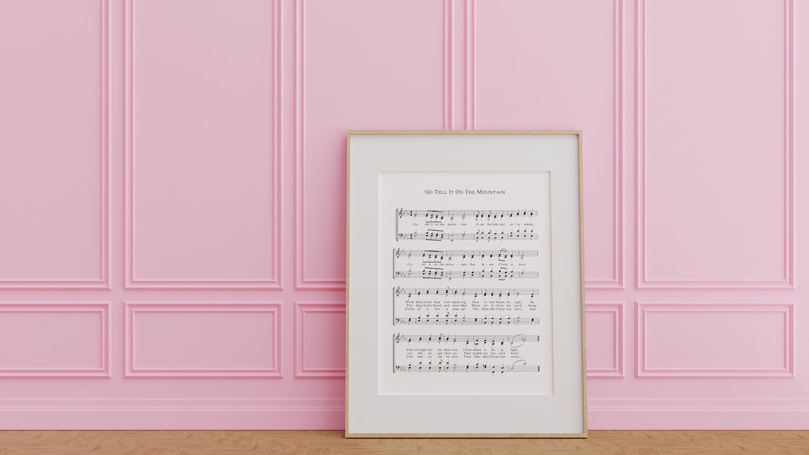 Go Tell It on the Mountain Carol Sheet Music Christmas Hymn Wall Art - Image 2