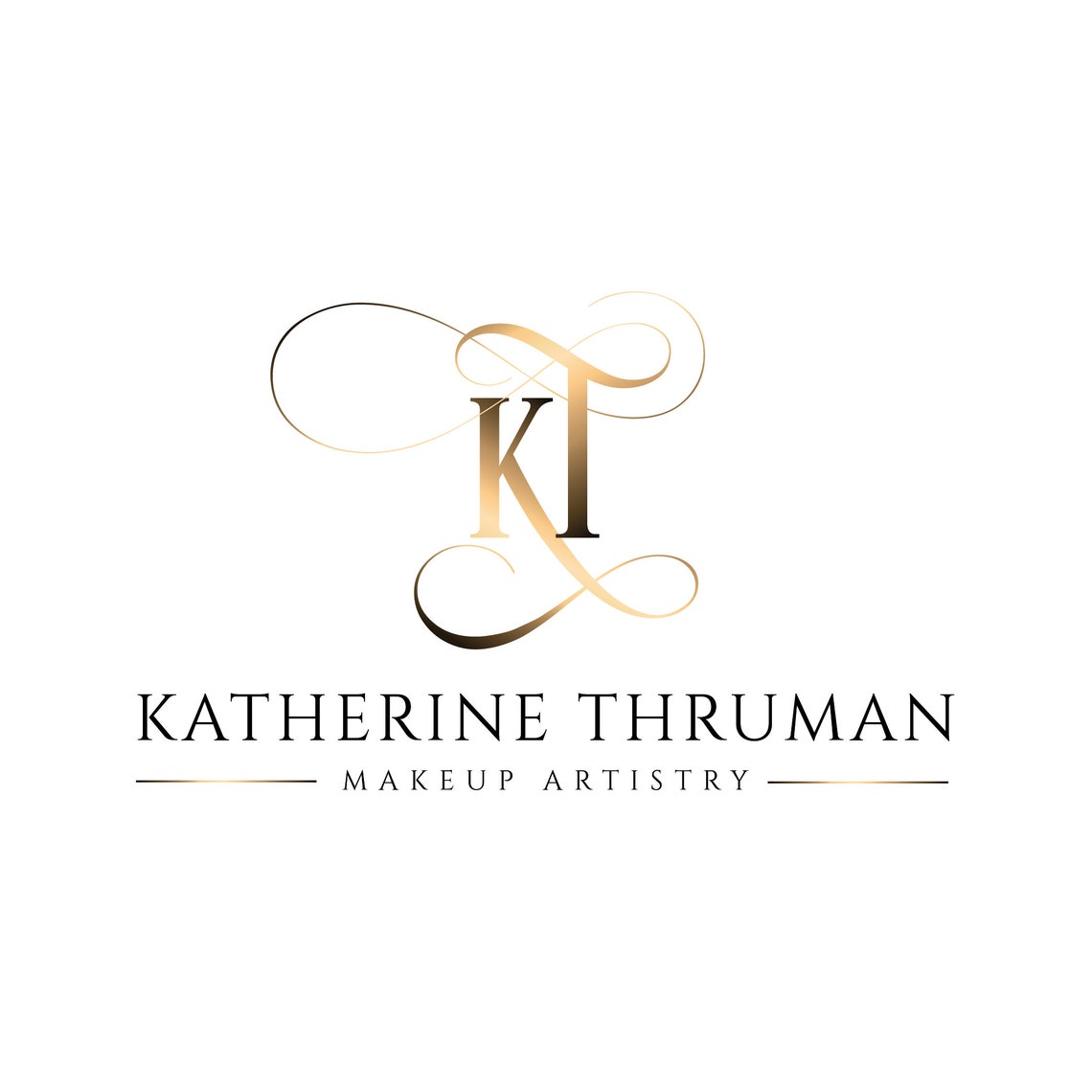 Katherine Thruman Gold Swirl Monogram Makeup Artistry Logo Print - Image 2
