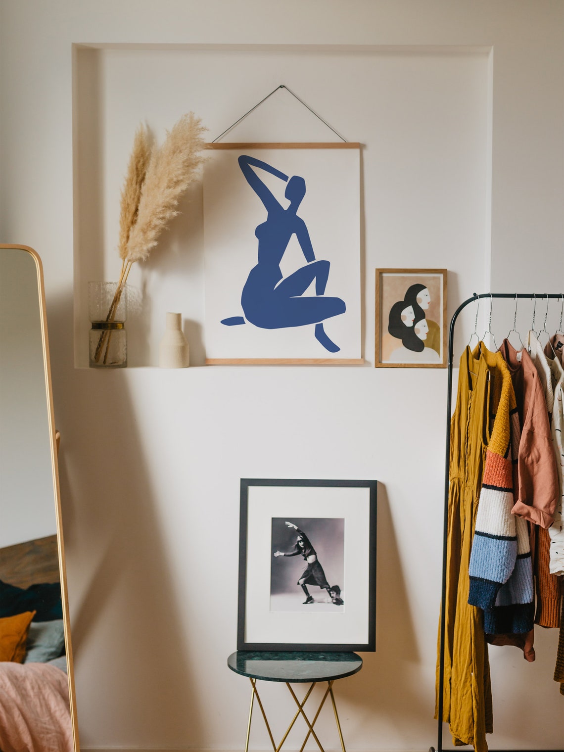 Abstract Blue Female Figure Matisse Style Paper Cut Art Poster - Image 2