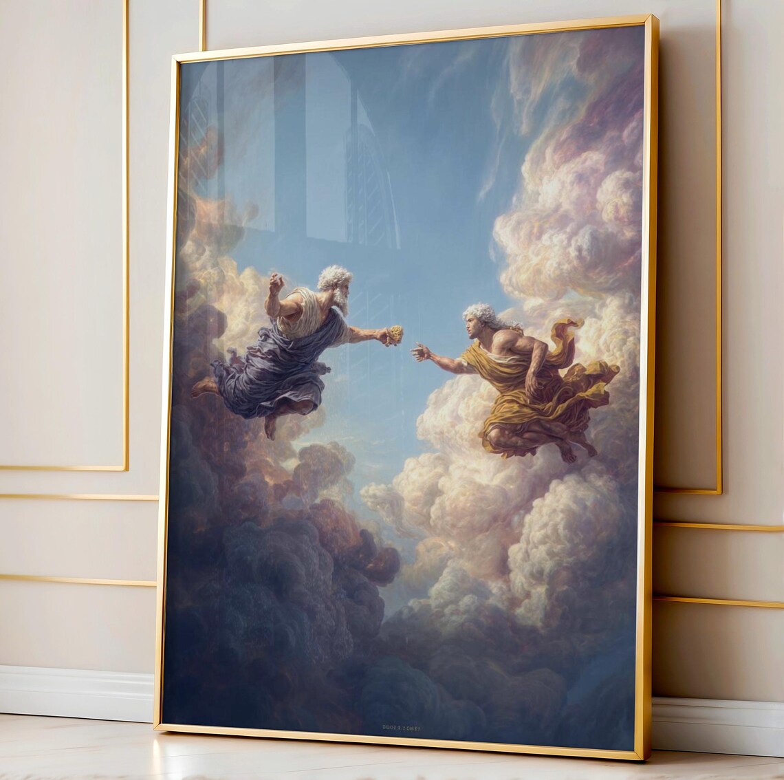 Greek Gods Creation Of Adam Loofah Parody Funny Bathroom Poster