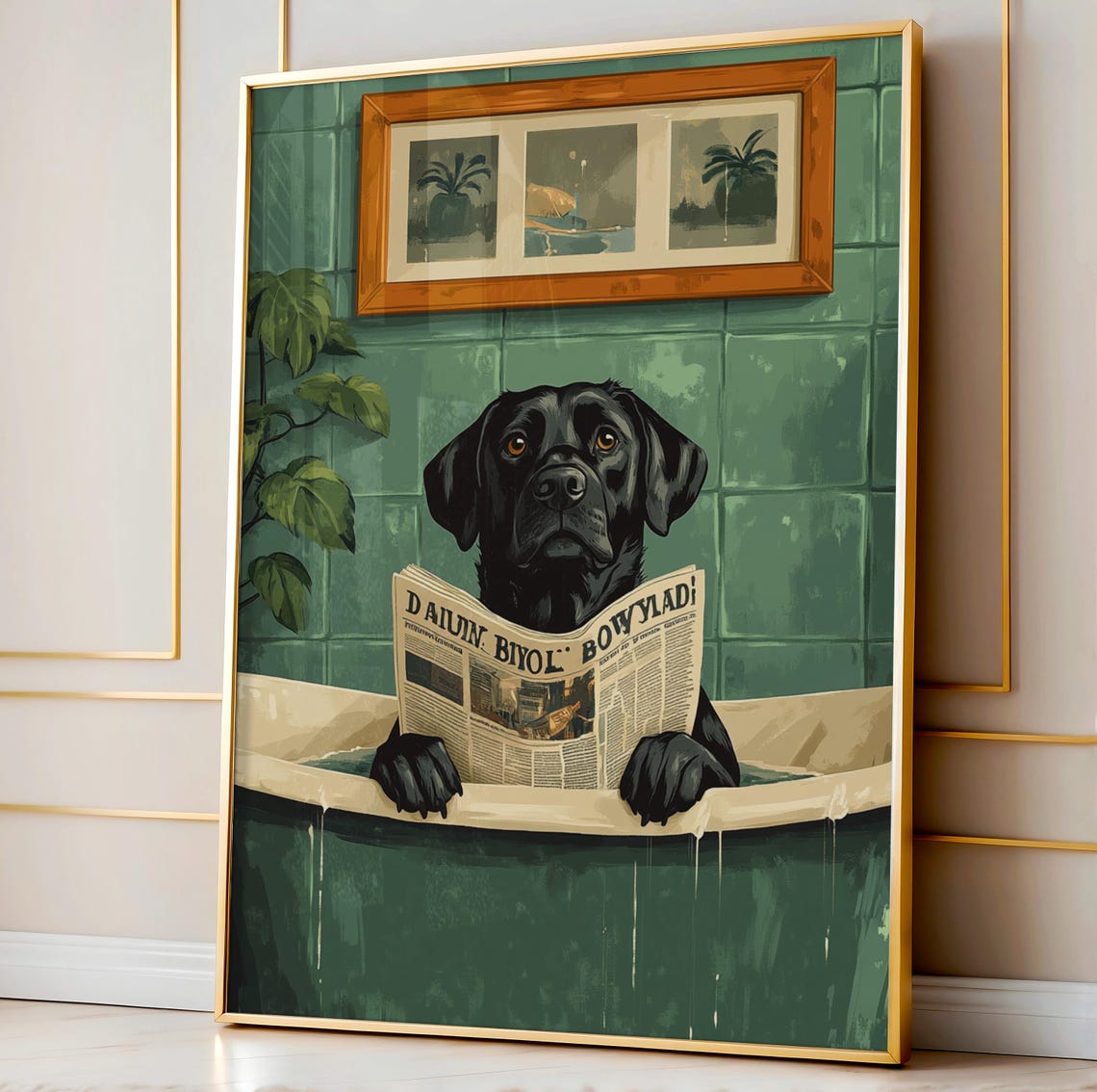 Bathroom Dog Print Funny Posters Wall Decor Room Art Poster Toilet