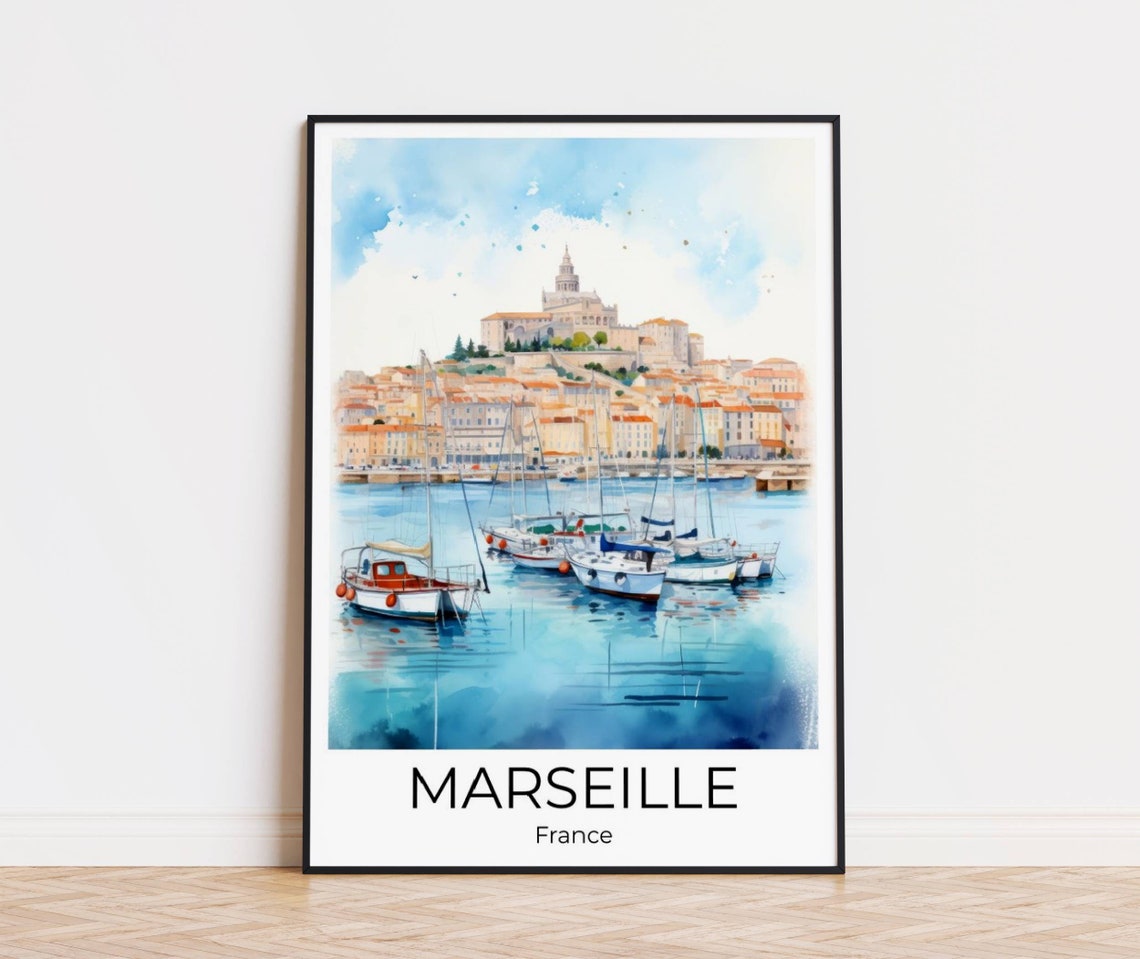 Marseille Poster Watercolor Travel Poster Marseille Wall Art France Travel Print France Marseille Wall Decoration Marseille Travel