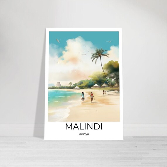Malindi Watercolor Travel Poster Malindi Kenya Wall Art Africa Travel Print Kenya Kenya Wall Decoration