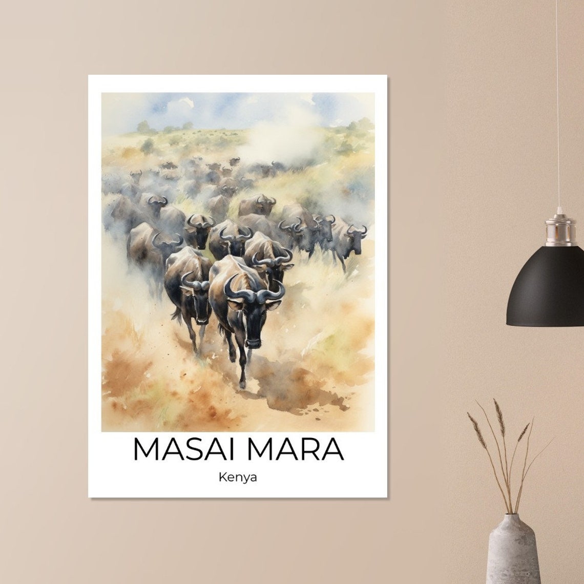 Masai Mara National Park Watercolor Travel Poster Kenya Wall Art Africa Travel Print Kenya Kenya Wall Decoration - Image 3