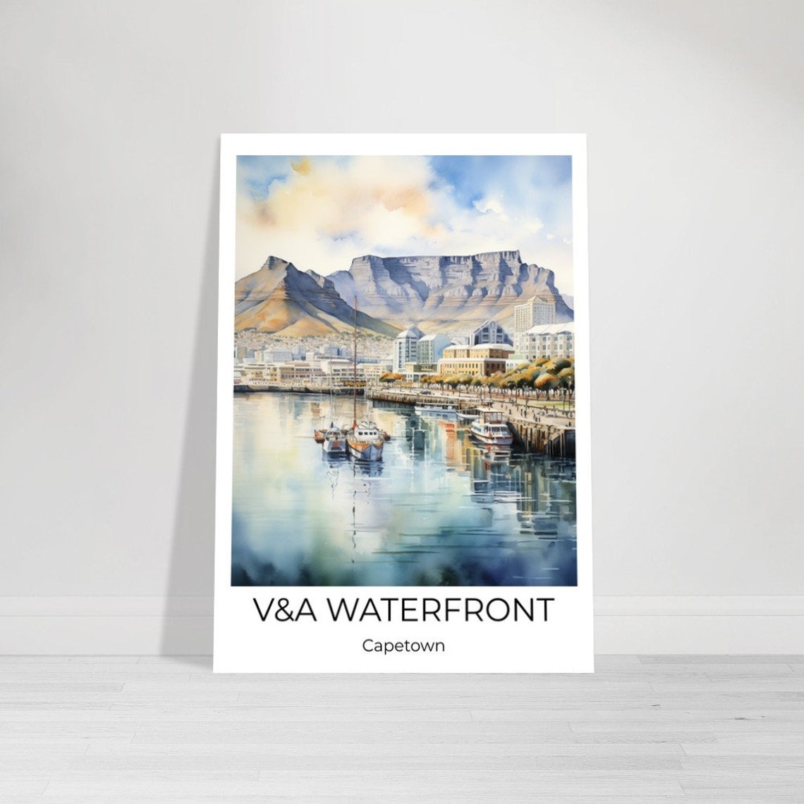 Cape Town V&A Waterfront Table Mountain Harbor Travel Poster