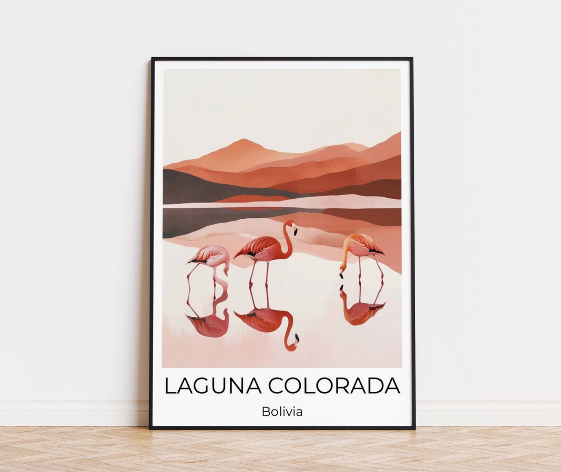 Laguna Colorada Bolivia Minimalistic Travel Poster Bolivia Travel Print Bolivia Watercolor Poster Wall Art Bolivia Bolivia Print