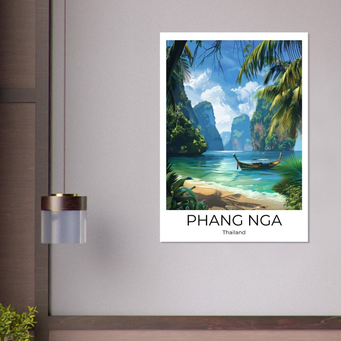 Phang Nga Thailand Limestone Karsts Longtail Boat Bay Poster - Image 3