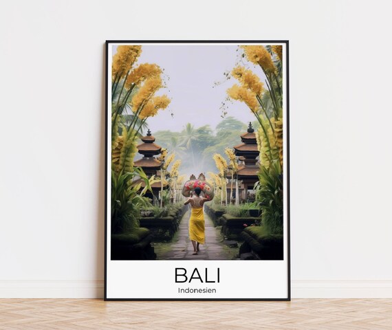 Bali Watercolor Travel Poster Bali Gulangan Festival Wall Art Bali Travel Print Bali Wall Decoration