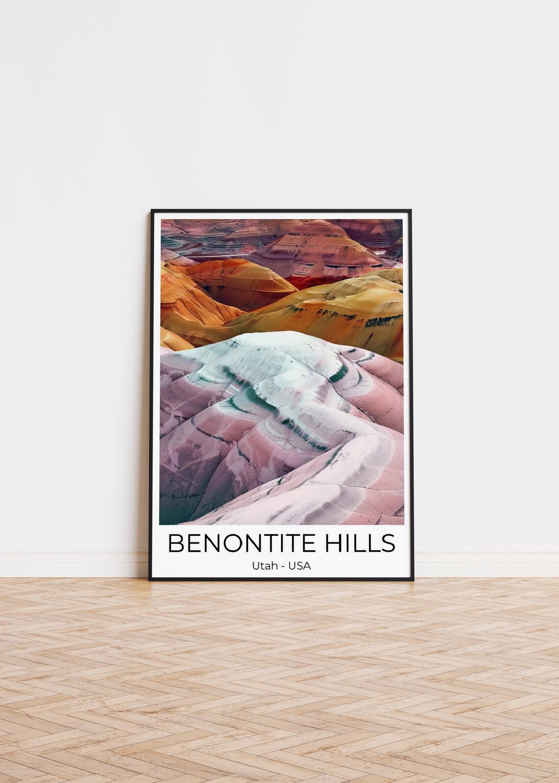 Bentonite Hills Utah Colorful Mineral Formations Desert Travel Poster - Image 4