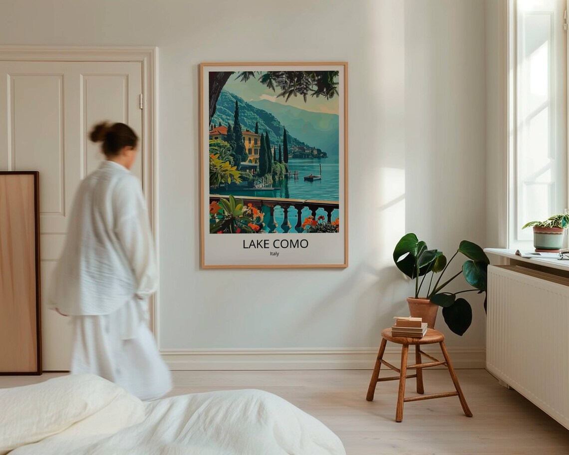 Lake Como Travel Poster Lake Como Travel Art Print Lake Como Travel Poster Lago Di Como Wall Decoration Italy Travel Souvenir Lake Como - Image 4