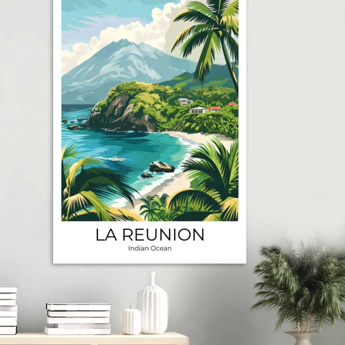 La Reunion Indian Ocean Island Cove Beach Volcano Travel Poster - Image 3