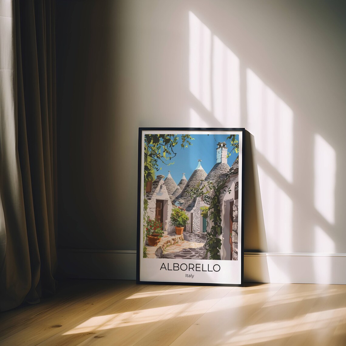 Alberobello Italy Trulli Stone Houses Alley Watercolor Travel Poster - Image 2