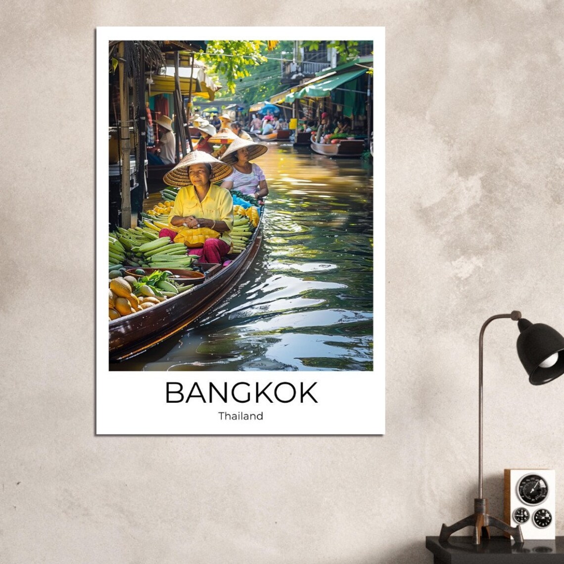 Bangkok Thailand Floating Market Boat Vendors Canal Life Photo Poster - Image 3