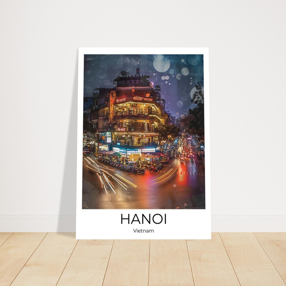 Hanoi At Night Watercolor Travel Poster Of Hanoi Wall Art Hanoi Travel Vietnam Hanoi Wall Decoration - Image 3