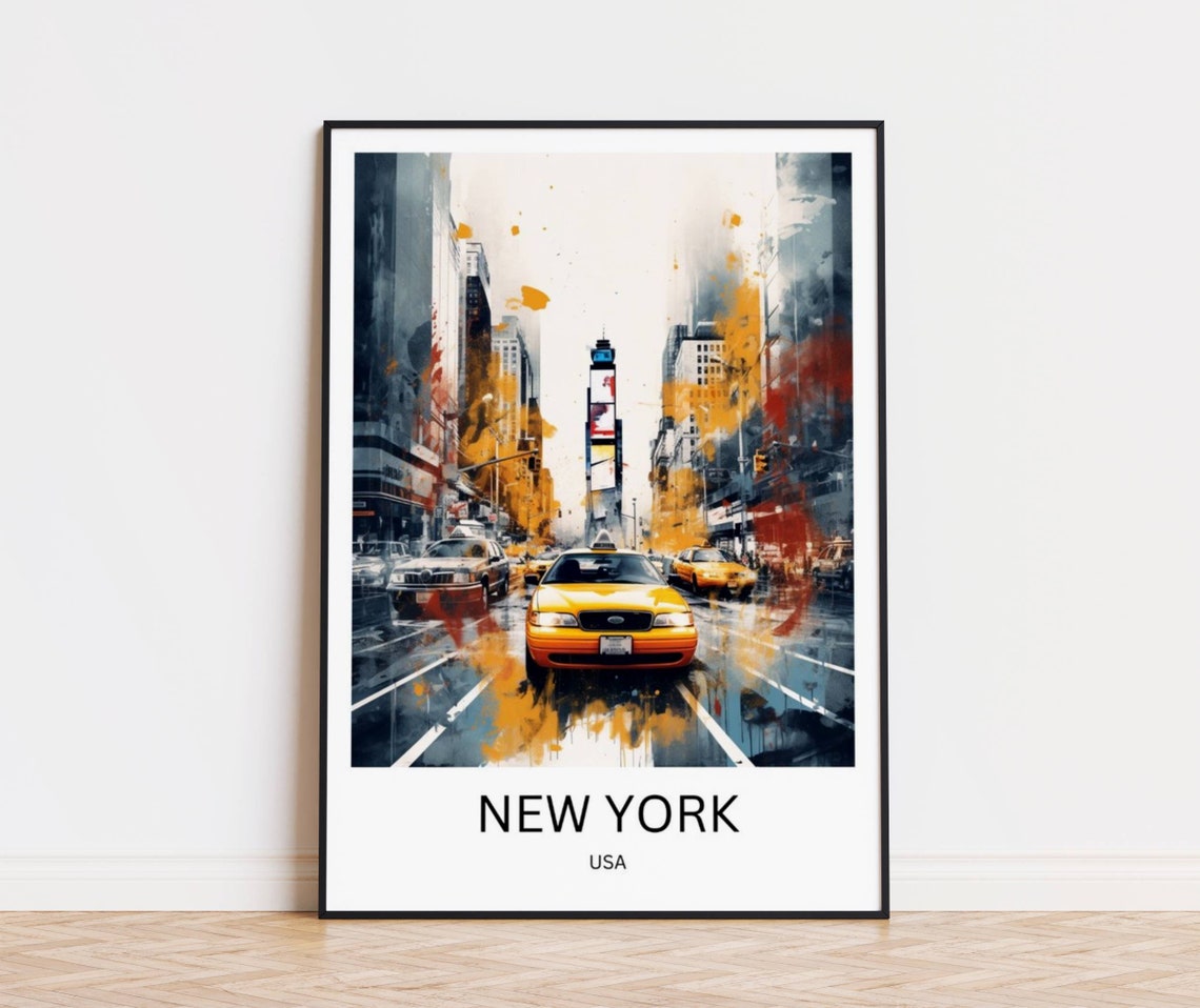 New York Travel Poster Manhattan Skyline Statue Of Liberty Travel Poster New York Gift New York Travel Souvenir New York City Print