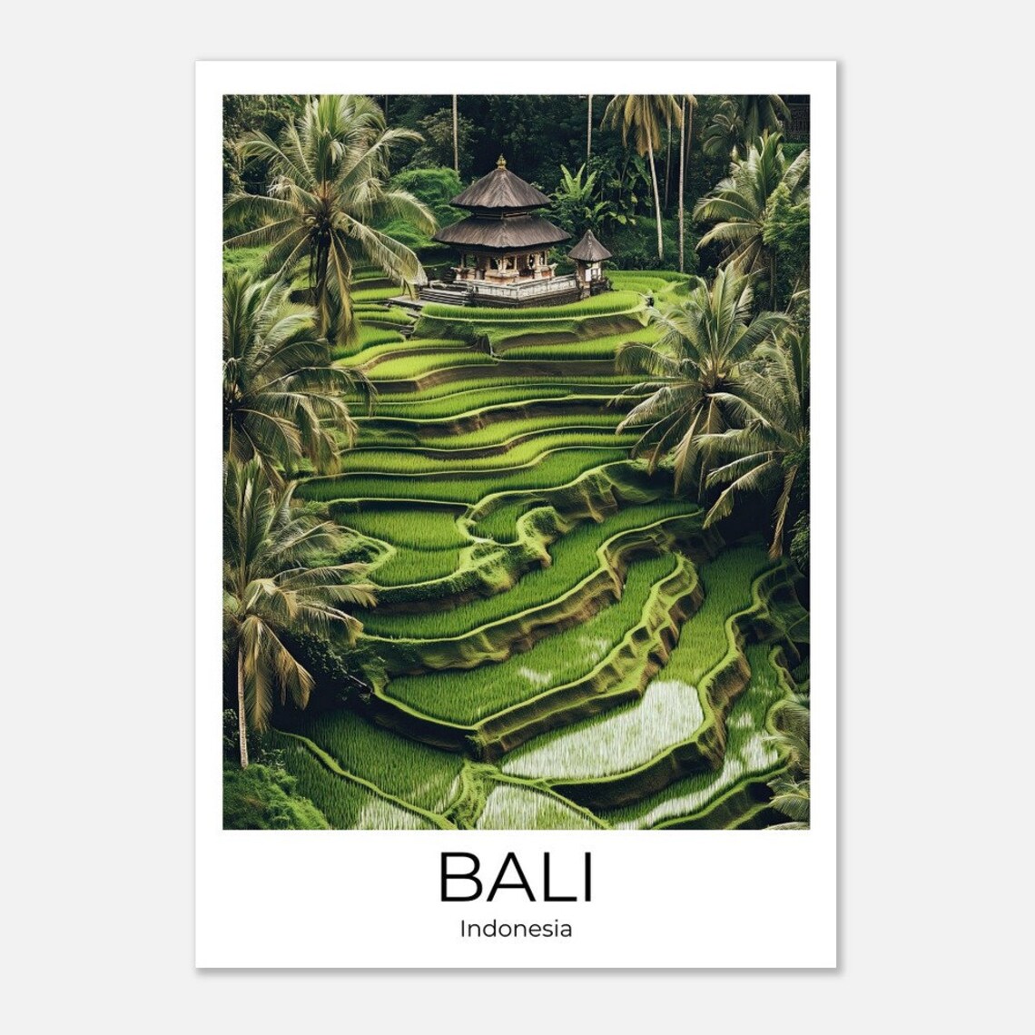 Bali Indonesia Tegalalang Rice Terraces Temple Travel Poster - Image 4