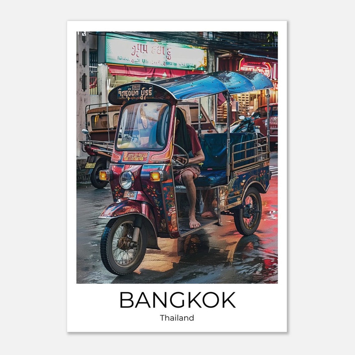 Bangkok Tuk Tuk Travel Poster Of Street Life At Bangkok Wall Art Bangkok Travel Thailand Bangkok Wall Decoration