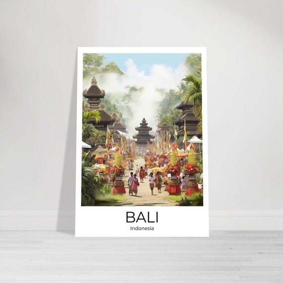 Bali Watercolor Travel Poster Bali Gulangan Festival Wall Art Bali Travel Print Bali Wall Decoration