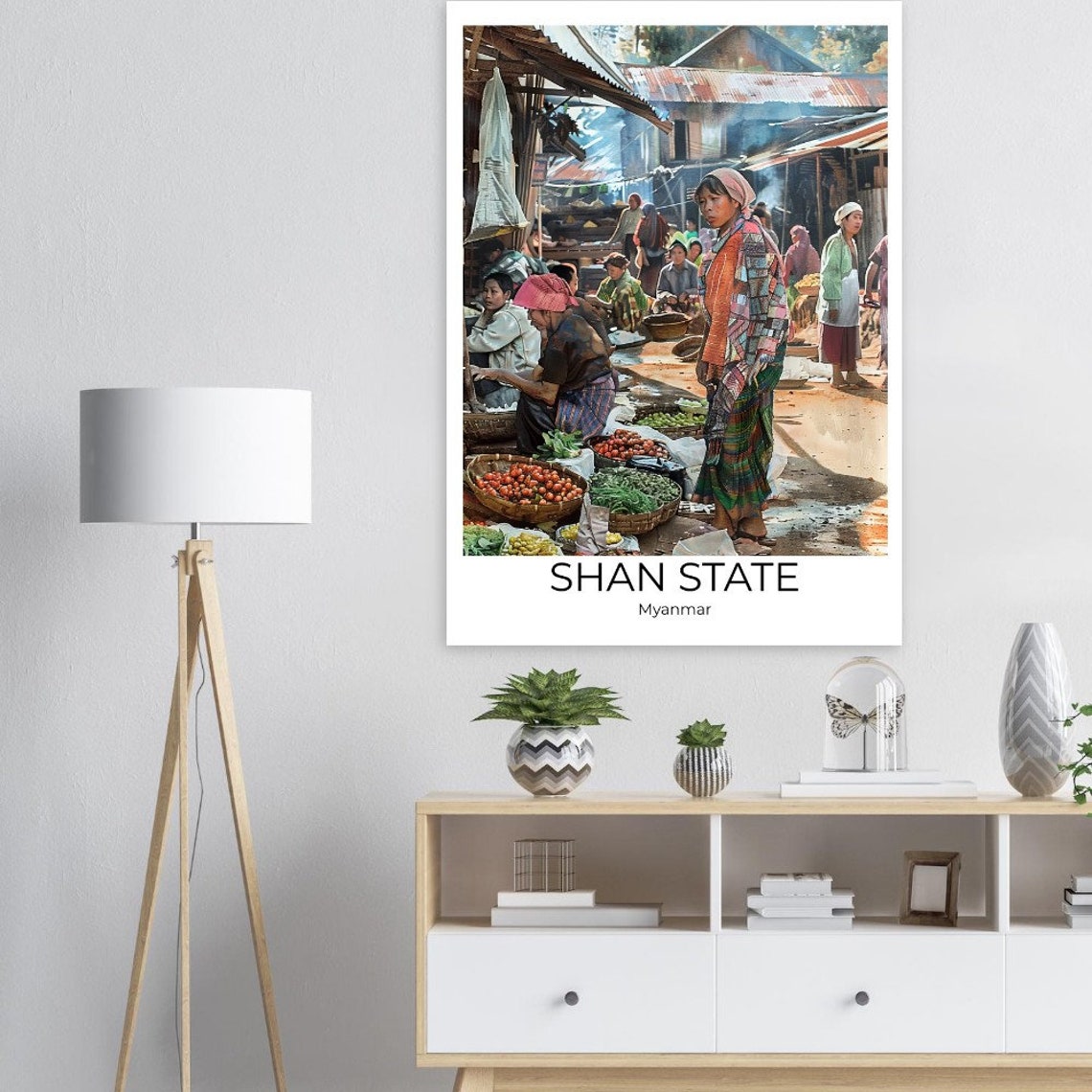 Shan State Myanmar Village Market Vendors Produce Stalls Poster - Image 3