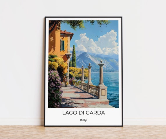Lago Di Garda Poster Italy Gift Travel Poster Lake Garda Art Print Lake Garda Travel Print Lago Di Garda Wall Decoration Italy