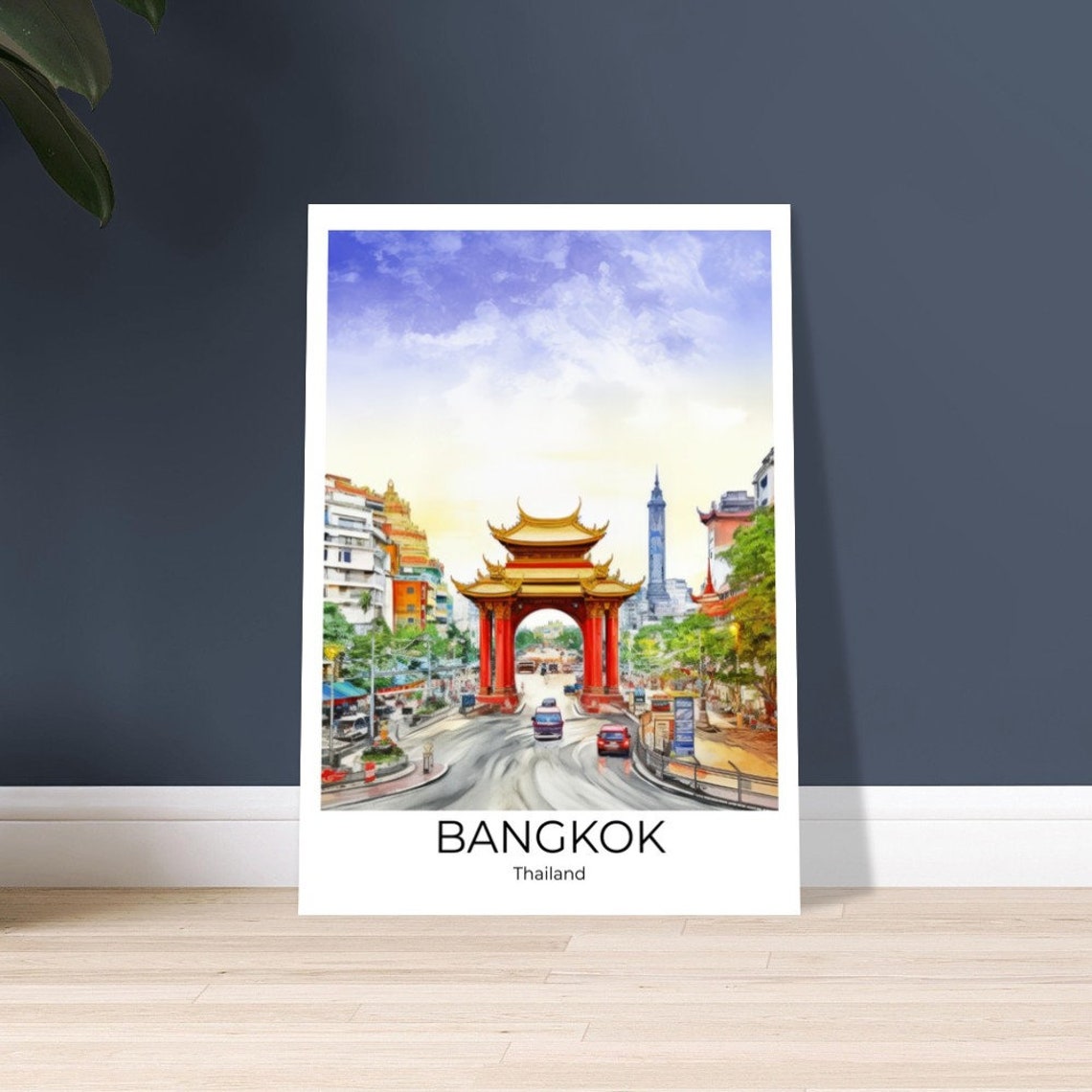 Bangkok Thailand Red Chinatown Gate on Busy City Street Poster - Image 4