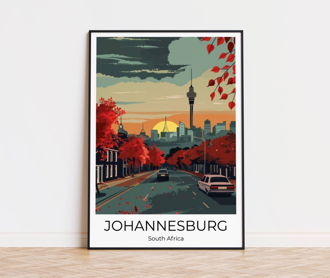 Johannesburg Travel Poster Wall Art South Africa Travel Print Johannesburg Johannesburg Memory