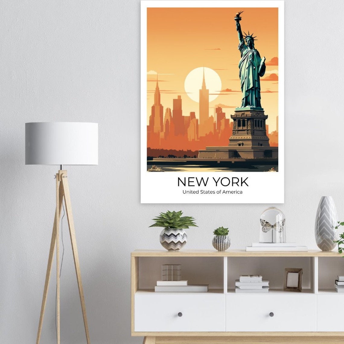New York City Print Manhattan Travel Poster Statue Of Liberty Print New York Gift New York Travel Souvenir Manhattan Skyline Gift - Image 4