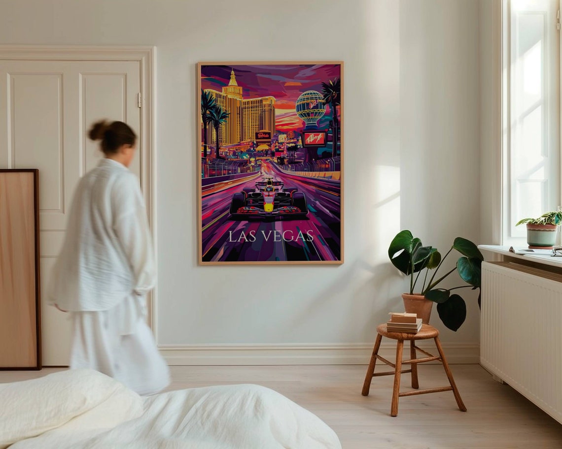 Las Vegas Travel Print Las Vegas F1 Car Racing Gift For F1 Fans Gift For Dad Las Vegas Trip Las Vegas Gift Las Vegas Decoration - Image 5