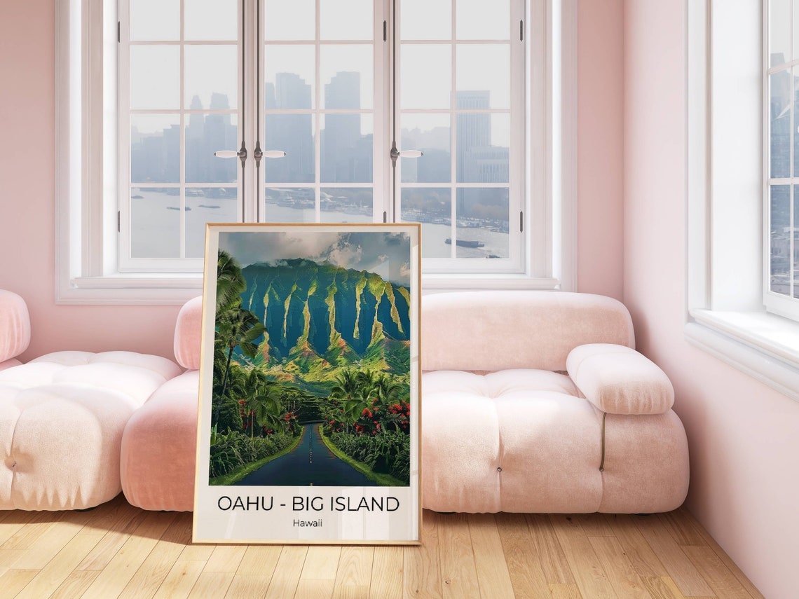 Oahu Big Island Hawaii Lush Green Valley Scenic Drive Travel Poster - Image 4