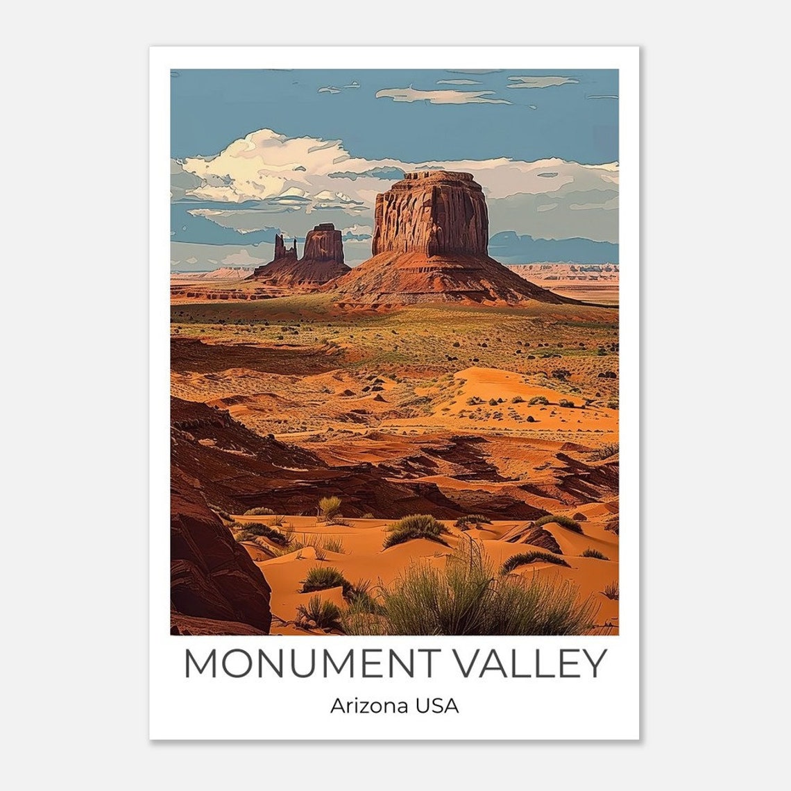 Monument Valley Arizona Poster Navajo Desert Red Rock Buttes Art