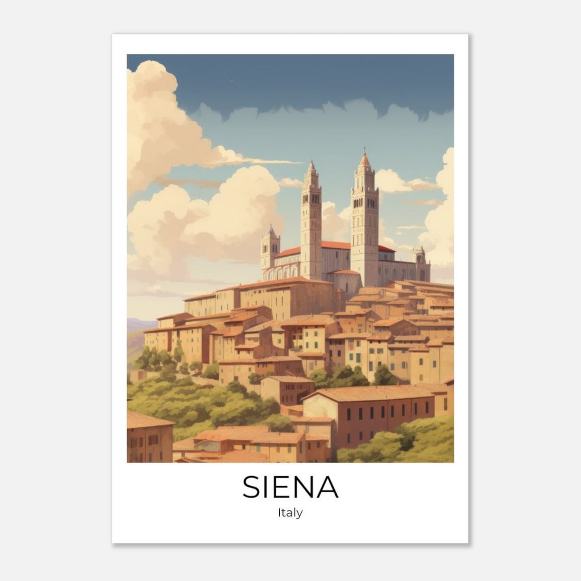Siena Cathedral Towers Tuscan Cityscape Italy Illustration Poster - Image 4